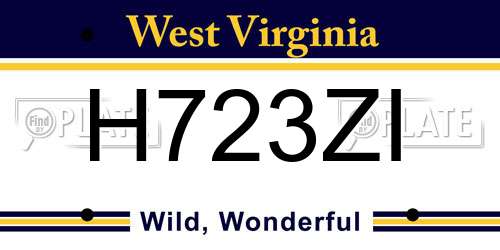 H723ZI West Virginia License Plate