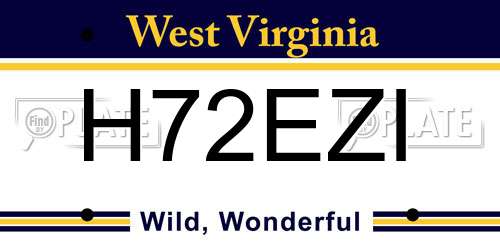 H72EZI West Virginia License Plate