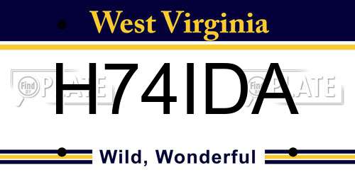 H74IDA West Virginia License Plate