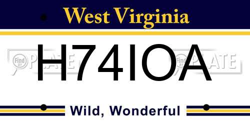 H74IOA West Virginia License Plate
