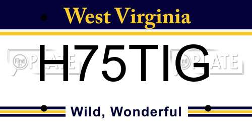 H75TIG West Virginia License Plate