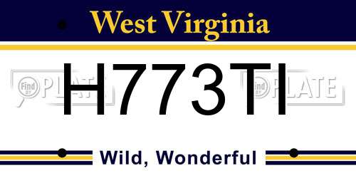 H773TI West Virginia License Plate