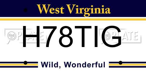 H78TIG West Virginia License Plate
