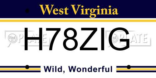 H78ZIG West Virginia License Plate