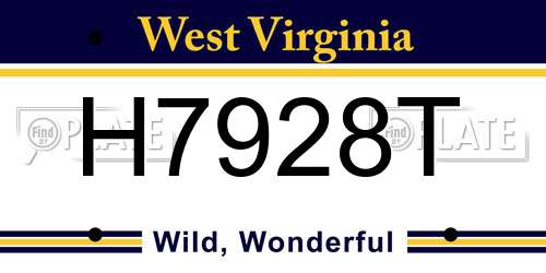 H7928T West Virginia License Plate