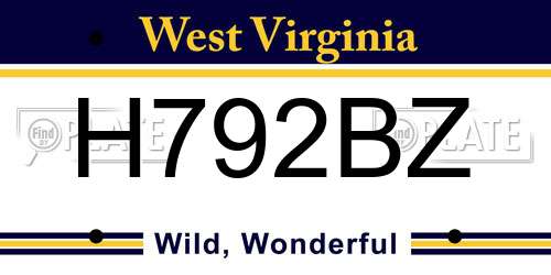 H792BZ West Virginia License Plate
