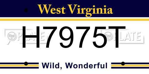 H7975T West Virginia License Plate