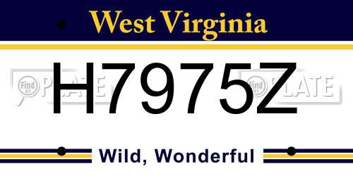 H7975Z West Virginia License Plate