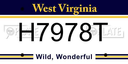 H7978T West Virginia License Plate