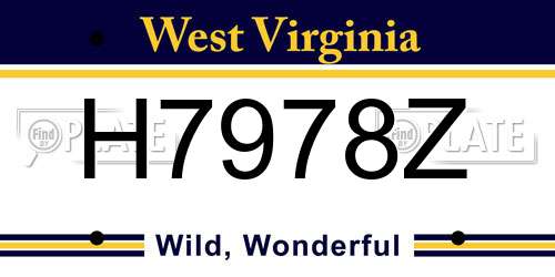 H7978Z West Virginia License Plate