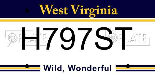 H797ST West Virginia License Plate