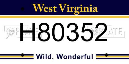 H80352 West Virginia License Plate