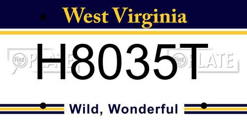 H8035T West Virginia License Plate
