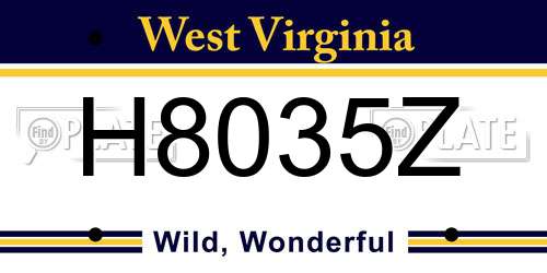 H8035Z West Virginia License Plate