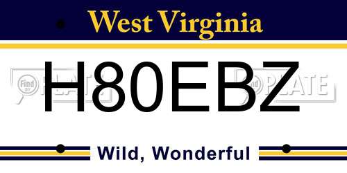 H80EBZ West Virginia License Plate