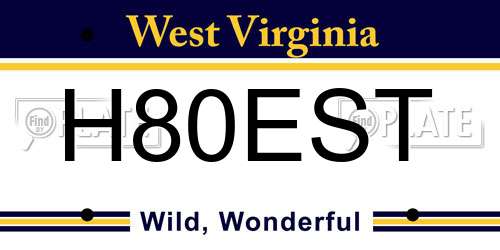 H80EST West Virginia License Plate
