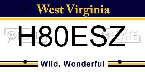 H80ESZ West Virginia License Plate