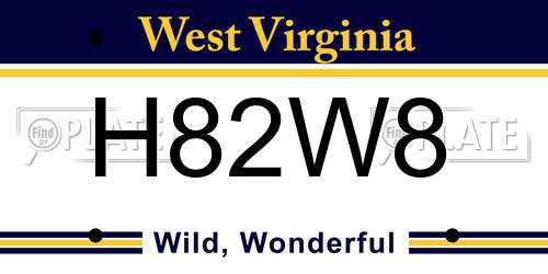 H82W8 West Virginia License Plate