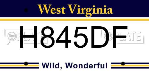 H845DF West Virginia License Plate
