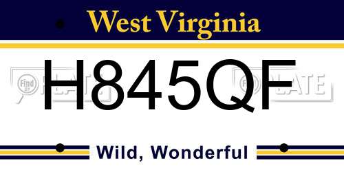 H845QF West Virginia License Plate