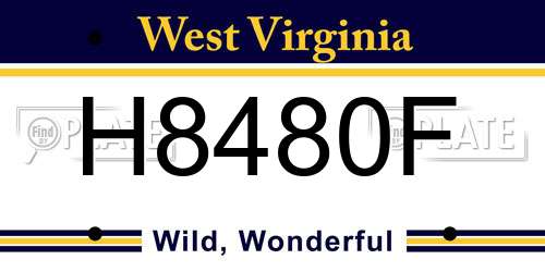 H8480F West Virginia License Plate