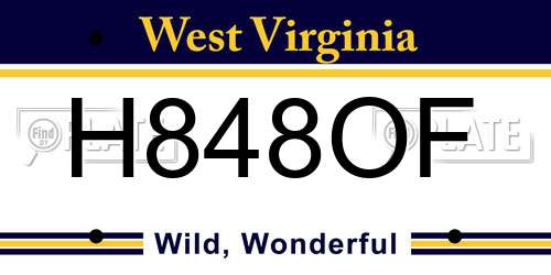 H848OF West Virginia License Plate
