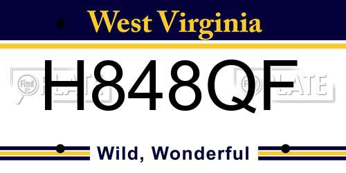 H848QF West Virginia License Plate