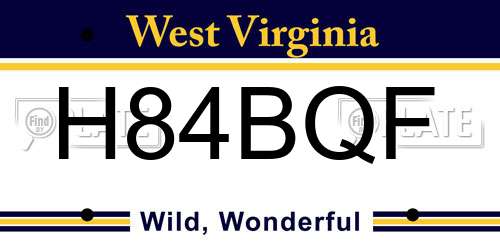 H84BQF West Virginia License Plate