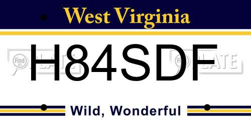 H84SDF West Virginia License Plate