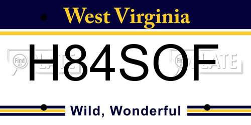 H84SOF West Virginia License Plate