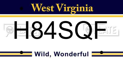 H84SQF West Virginia License Plate