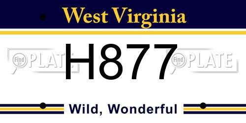 H877 West Virginia License Plate