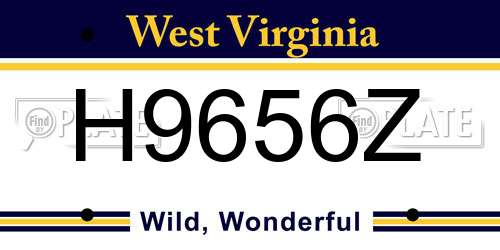 H9656Z West Virginia License Plate
