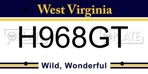 H968GT West Virginia License Plate