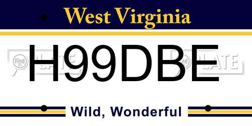 H99DBE West Virginia License Plate