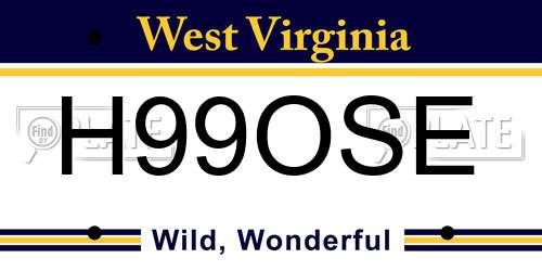 H99OSE West Virginia License Plate