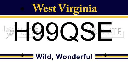 H99QSE West Virginia License Plate