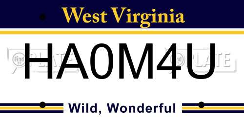 HA0M4U West Virginia License Plate