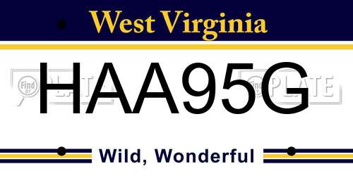 HAA95G West Virginia License Plate