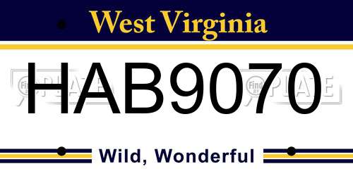 HAB9070 West Virginia License Plate