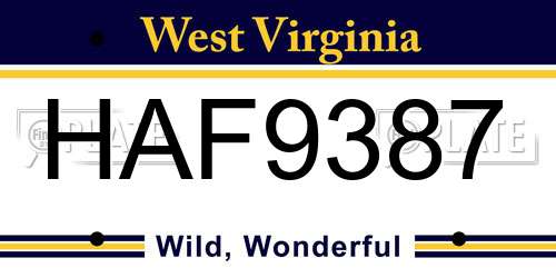 HAF9387 West Virginia License Plate