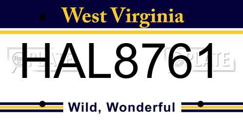 HAL8761 West Virginia License Plate