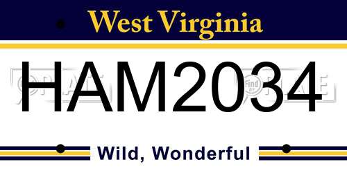 HAM2034 West Virginia License Plate