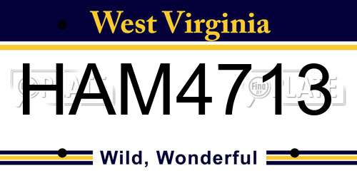 HAM4713 West Virginia License Plate