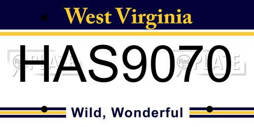HAS9070 West Virginia License Plate