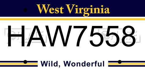 HAW7558 West Virginia License Plate