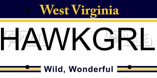 HAWKGRL West Virginia License Plate