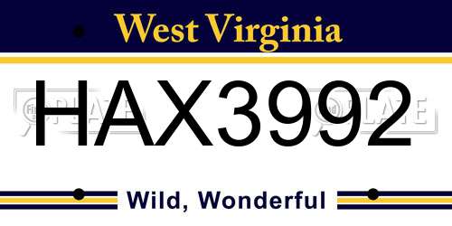 HAX3992 West Virginia License Plate