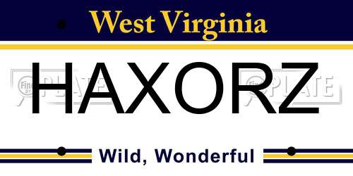 HAXORZ West Virginia License Plate