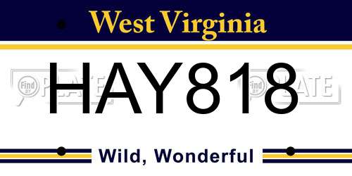 HAY818 West Virginia License Plate